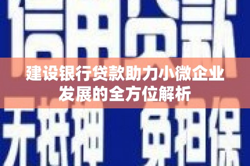 元宝山建设银行贷款助力小微企业发展的全方位解析